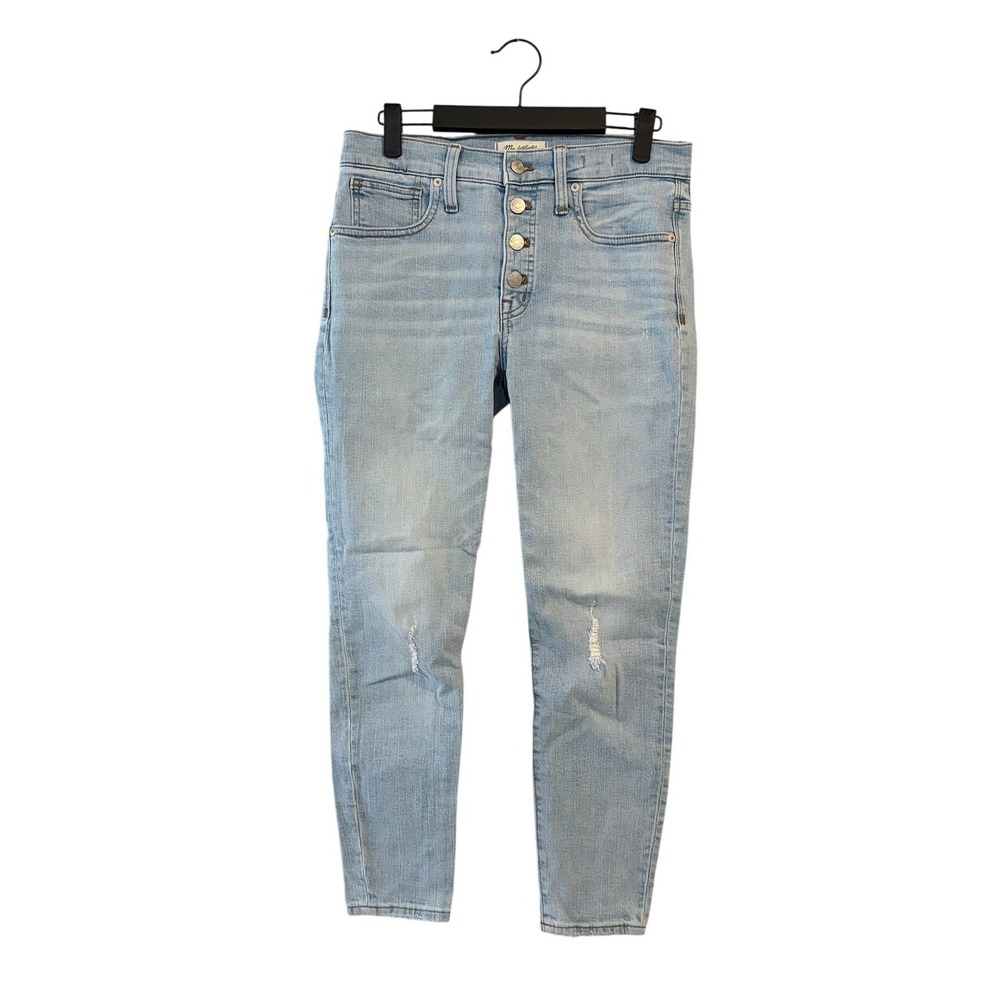 Madewell 9 High-Rise Skinny Jeans Light Wash Button Fly Distressed SIZE 28
